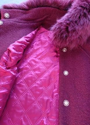 Зимові пальто x-woyz з натуральним хутром колір бордо5 фото