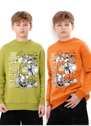 Теплый стильный свитшот на флисе для парней подростков, оверсайз трехнитка, тёплый стильный свитшот на флисе для мальчика подростка