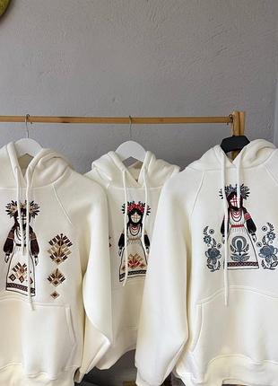 Накладной платеж ❤ оверсайз хлопковый утепленный флисом худи вышиванка кукла мотанка