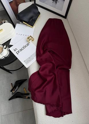 Юбка женская бургунди вишневая шелковая длинная осенняя весенняя