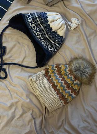 Дитяча шапка для дівчинки zara з помпоном з хутра розмір 54