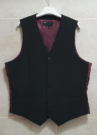 Asos жилет - m • 50 - slim fit - черный - 111118 - мужская классическая жилетка костюмная же50