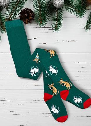 Дітячи новорічні різдвляні бавовняні колготки 5-6 р. pepco.