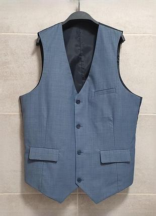 Asos жилет - m • 50 - slim fit - голубой - 02968510 - мужская классическая жилетка костюмная - же50