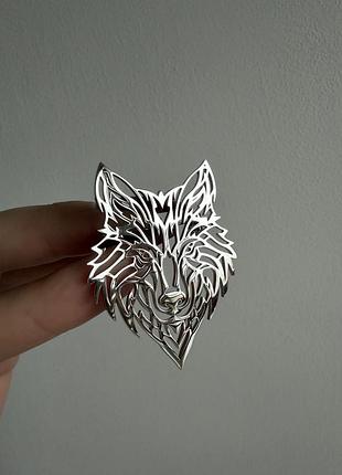 Металева брошка “срібний вовк” | стильний символ сили