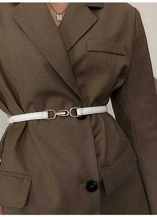 Пояс женский тонкий белый на талию эко кожа новый