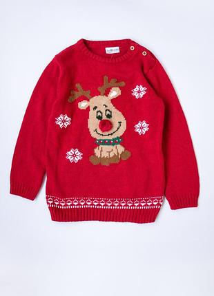 Светр новорічний різдвяний з оленятком 12 міс 18 міс 2 р 3 р 86 см 98 см