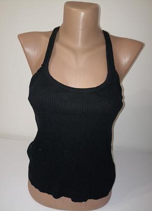 Черный топ в рубчик zara