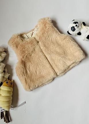 Мила тепла мехова жилетка h&m 1-1,5 роки