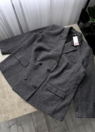 Двобортний блейзер вільного крою з тканої тканини з широкими лацканами h&m