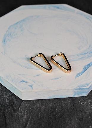Серьги широкие скобы медицинская сталь позолота (x041-2)