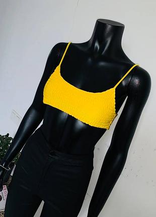 Желтый кроп-топ жатка | спортивный бикини | uk 12 (l)