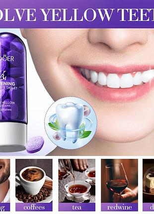 Отбеливающая зубная паста в таблетках sadoer v34 remove yellow teeth stains v34 teeth whiten 30 шт