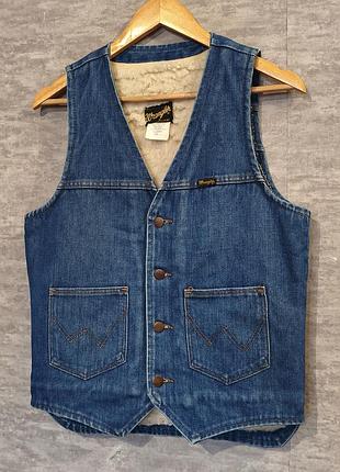 Винтажная джинсовая жилетка шерпа wrangler 70's vintage sherpa vest made in usa
