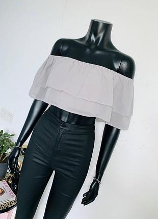 Boohoo boutique топ с воланами | открытые плечи | uk 8 (s)