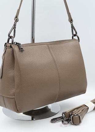 Сумка женская кожаная leather 8273 dark apricot