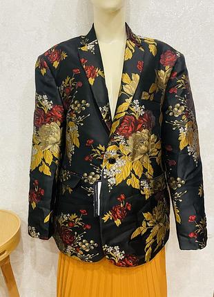 Шикарный жаккардовый жакет блейзер с растительным принтом!!!
