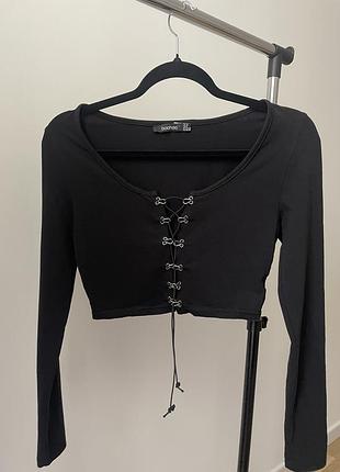 Кофта з зав’язками на довгий рукав чорного кольору розмір с