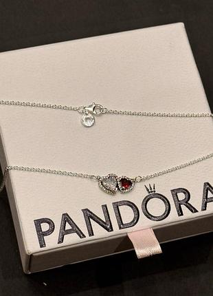 Кулон-колє пандора ореол сердець червоне серце