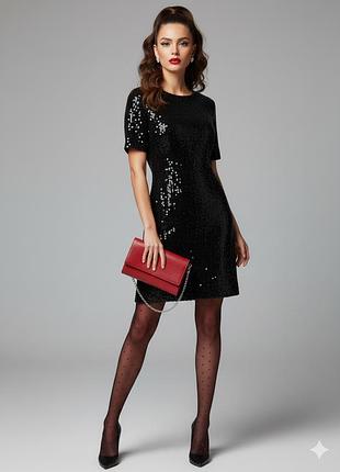 Платье в пайетку черная с подкладкой
