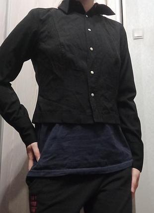 Черная короткая плотная рубашка gucci