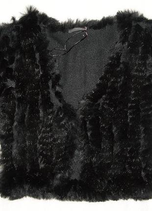 Болеро, накидка, нарядная кофточка, натуральный мех кролика, размер xs - s