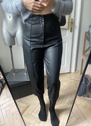 Кожаные брюки баллоны zara высокая посадка