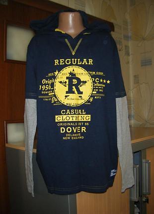 Трикотажный реглан с капюшоном на парня 12-13 лет, рост 152-158 см