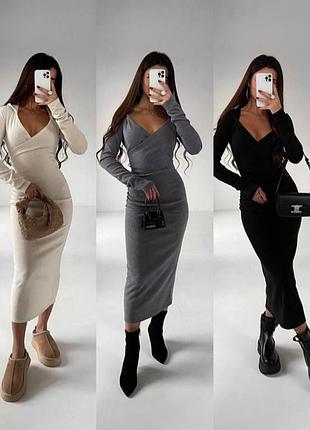 Сукня міді трикотаж в рубчик з капюшоном