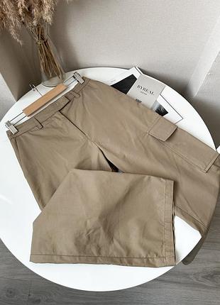 Бежеві широкі штани карго брюки zara кльош wide leg