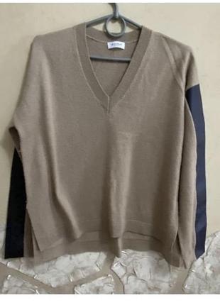 Джемпер женский бежевый с кожей