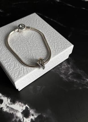 Намистина «літера корона v» срібло, шарм підвіска до браслету пандора