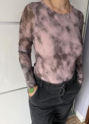 Боді з довгими рукавами та принтом тай-дай