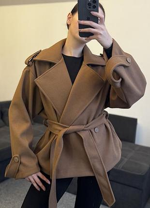 Новий коричневий кашеміровий тренч-пальто із біркою розміру s-l