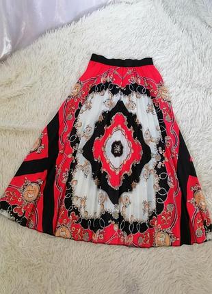 Літня легка спідниця пліссе відомий ефектний принт висока посадка