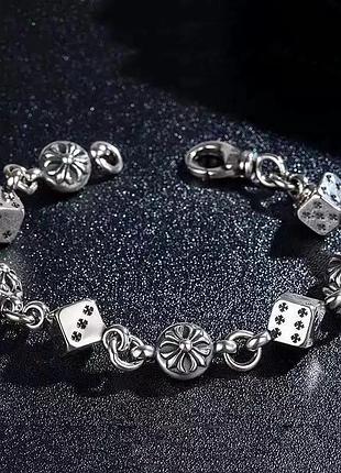 Срібний браслет на руку хром хартс | браслет chrome hearts