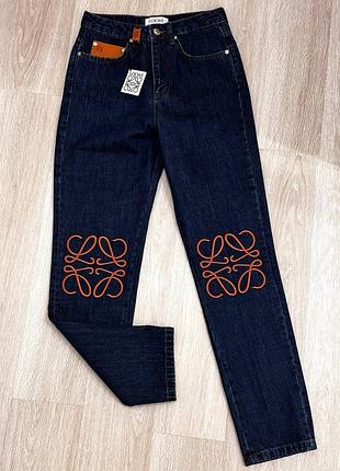 Джинсы женские mom fit • 100% коттон • завышенная талия • брендовая вышивка