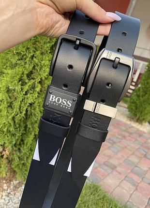 Ремінь пояс чоловічий шкіра шкіряний boss / ремень пояс мужской кожа кожаный черный