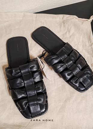 Женские кожаные шлепки для дома zara home размер 37