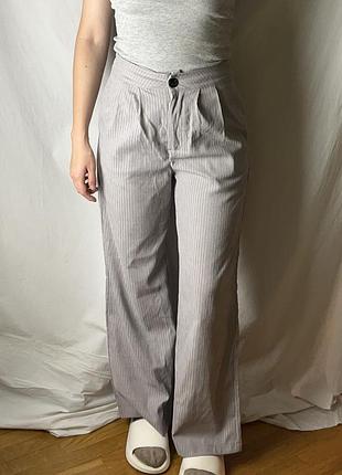 Жіночі вельветові штани прямі широкі палаццо wide leg світло сірі світлого кольору палацо базові hm bershka zara primark