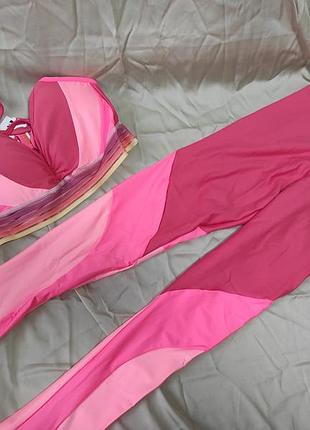 Cпортивный комплект zng женский, топа-бра и леггинсов для фитнеса.