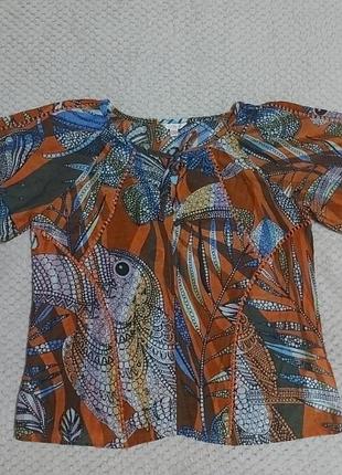 Брендовая блузка с коротким  рукавом из тонкой нежной натуральной ткани/ коттон + шелк/ . guess p.s.l