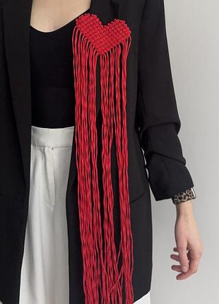 Брошка серце макраме сердечко з ниток брошка сердечко макраме ручна робота