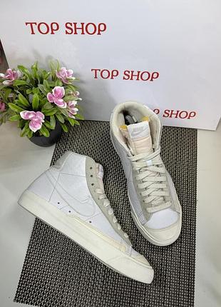 Оригинальные кроссовки nike blazer mid кожа хайтопы высокие