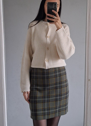 Женская мини-юбка в клетку зеленая