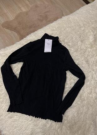 Гольф водолазка m&s черный стильный классный в рубчик