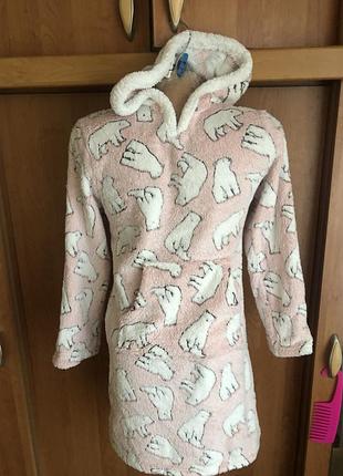 Меховушка, плюшева туника,   худи, довга, 12-13 р 152-158 см, peacocks.