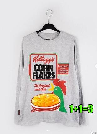 🤩1+1=3 оригинальный серый мужской лонгслив свитер primark, размер 44 - 46