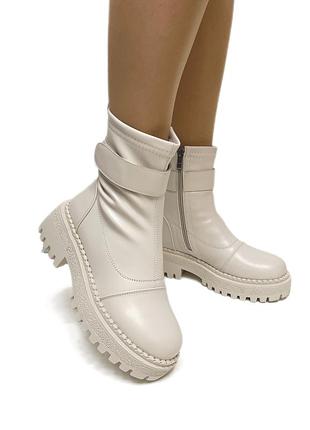 Ботинки-бежевые ботильоны Eвро зима кожа 36 37 38 39 40