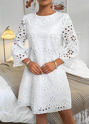 Кардиган короткий белый мини прошва